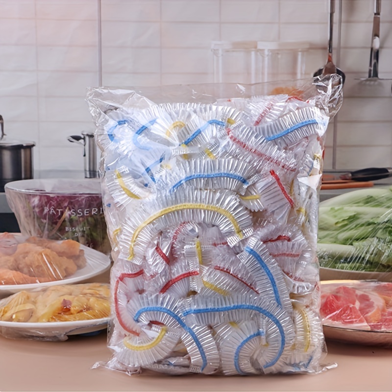 

100pcs Color Plastic Wrap Cover Food Grade Pe Film Plastic Bag Bowl Cover Leftover Food Elastic Disposable Bowl Cover - Keep Your Food Fresh And Secure! For Commercial/restaurant