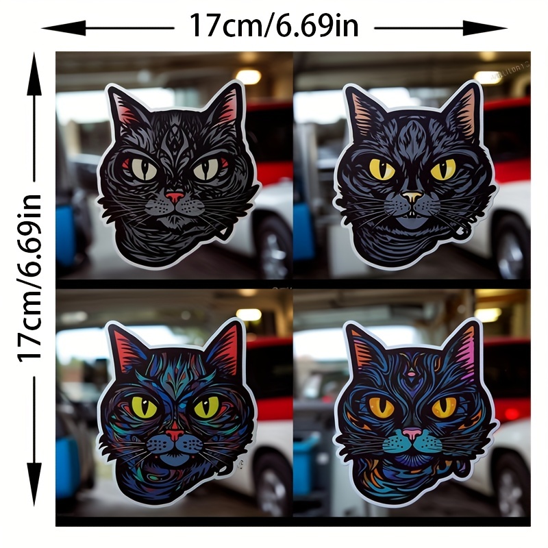 4in1 3d Cat Stickers Black Cat Wall Decals Cat Wall Stickers - Temu