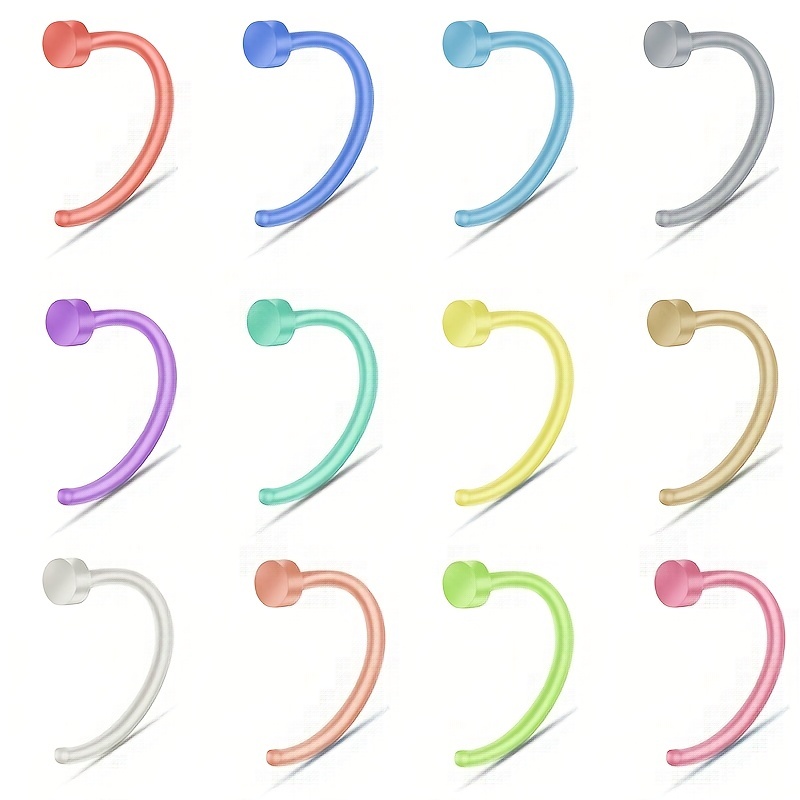 12pcs Candy Nose Ring Screws, Body Piercing