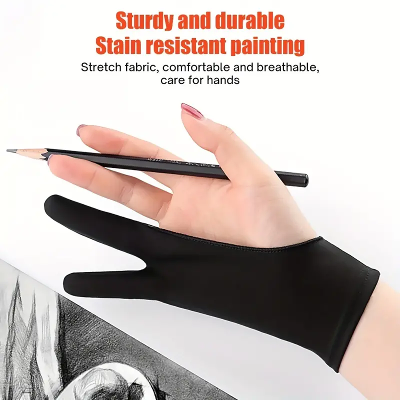 Glove for Graphic Tablet, Drawing Gloves with Two Fingers, Anti