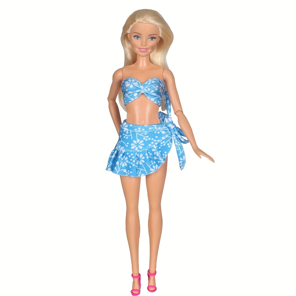 Maiô P/ Boneca Barbie Biquíni Roupa Banho Praia + Sapato 19p