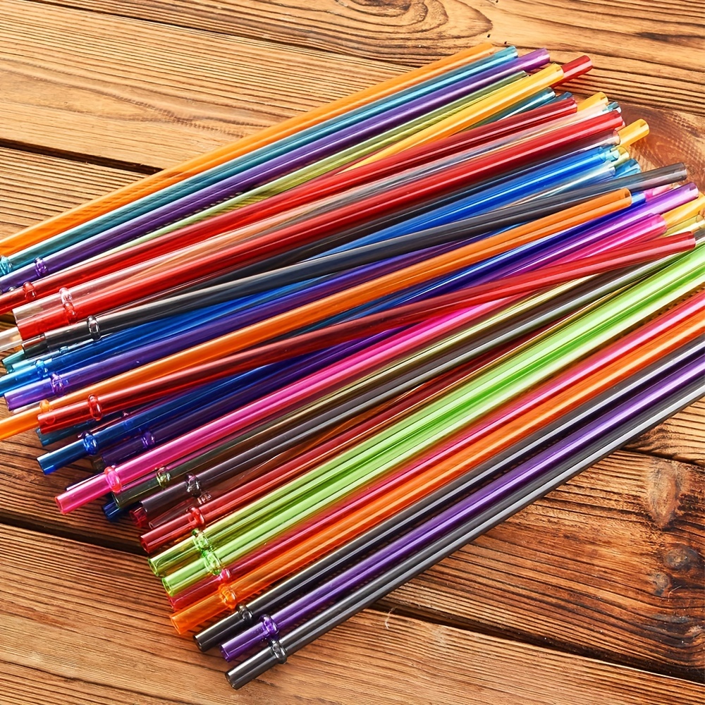 30 pajitas reutilizables de plástico duro en colores arco iris
