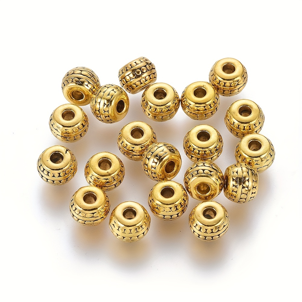 18K Yellow Gold Filled Round Corrugated Loose Spacer Beads For Jewelry  Making