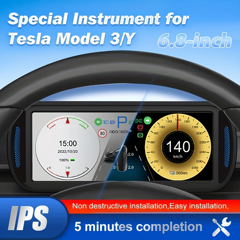 Tableau de bord numérique LCD pour Tesla modèle 3, affichage numérique HD,  compteur de vitesse, compteur de vitesse, panneau de conduite, jauges