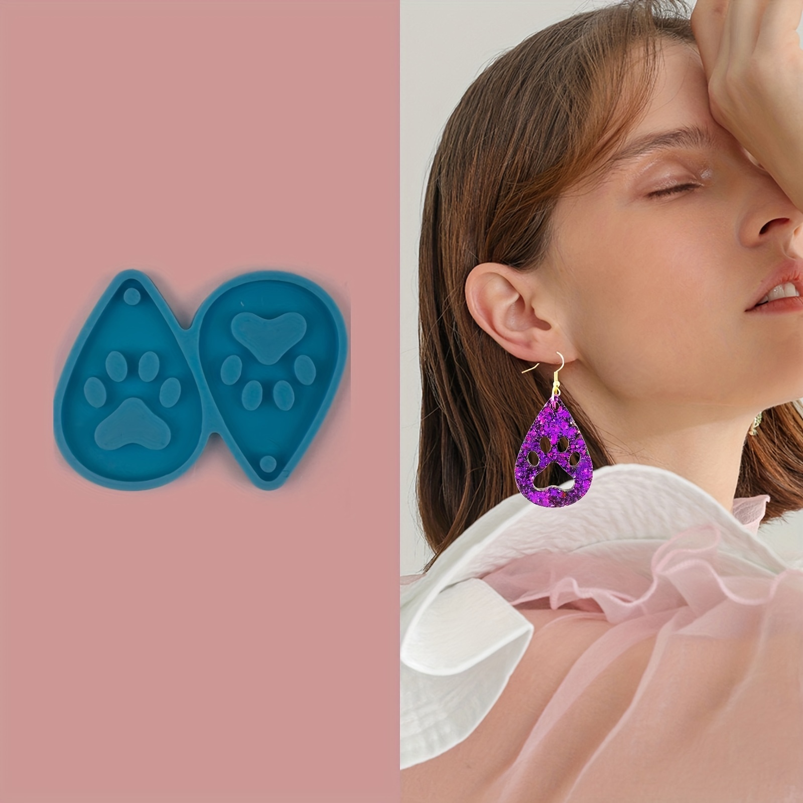 Tear Drop Earring Pendants Mold Hollow Paw Silicone Earrings - Temu