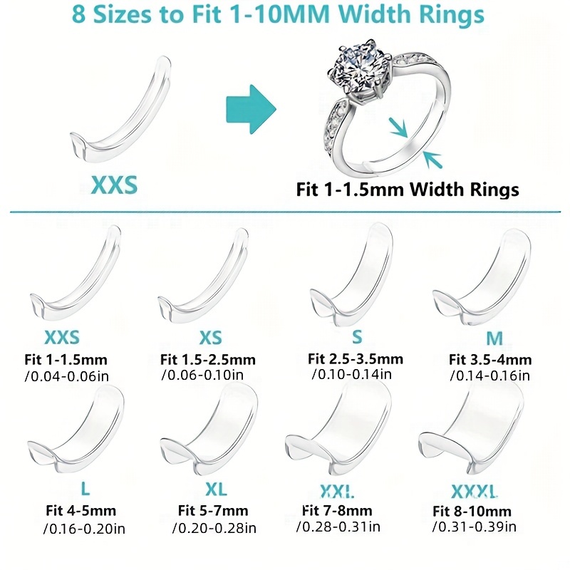 4 Sizes Ring Sizer Adjuster For Loose Rings Invisible Clear - Temu