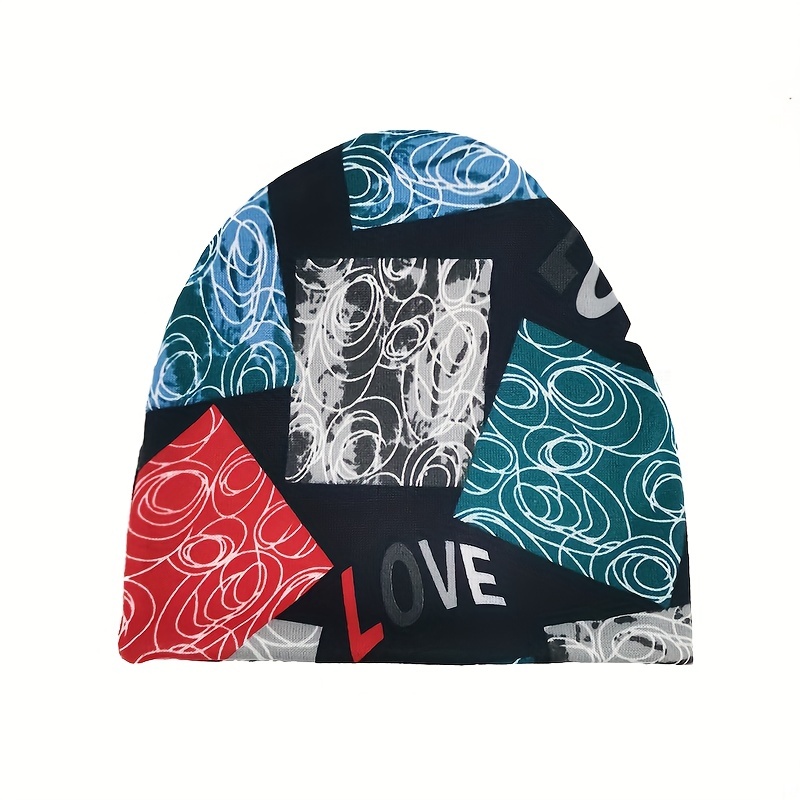 Stitching Print Beanie Hat Stacking Hat Outdoor Cycling Unisex