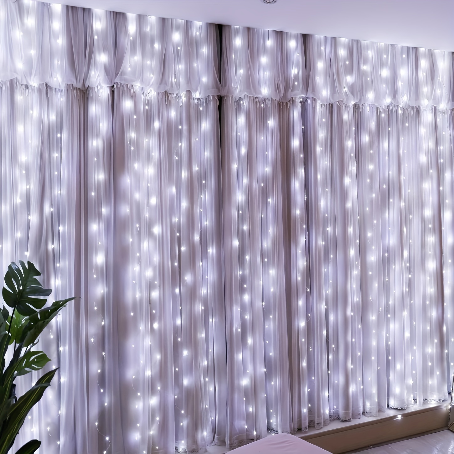 Remote Control 300 LED Pink Christmas Curtain Lights - Standard