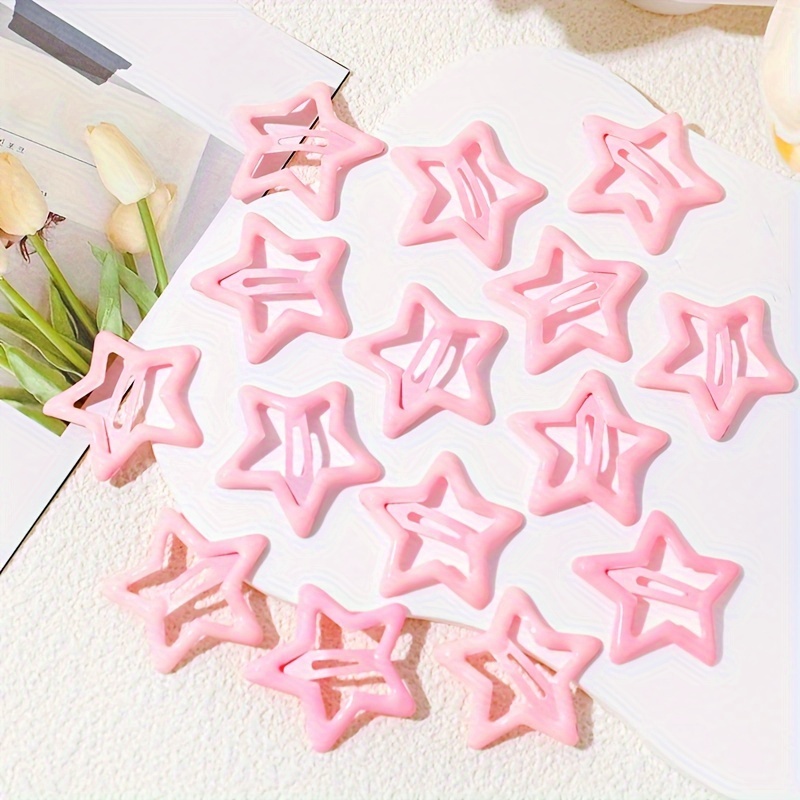 15 Pcs Solid Color Y2K Star BB Hair Clips - Metal Snap Clip For Stylish Hair Styling And Bangs Clips - Hair Accessories For Women