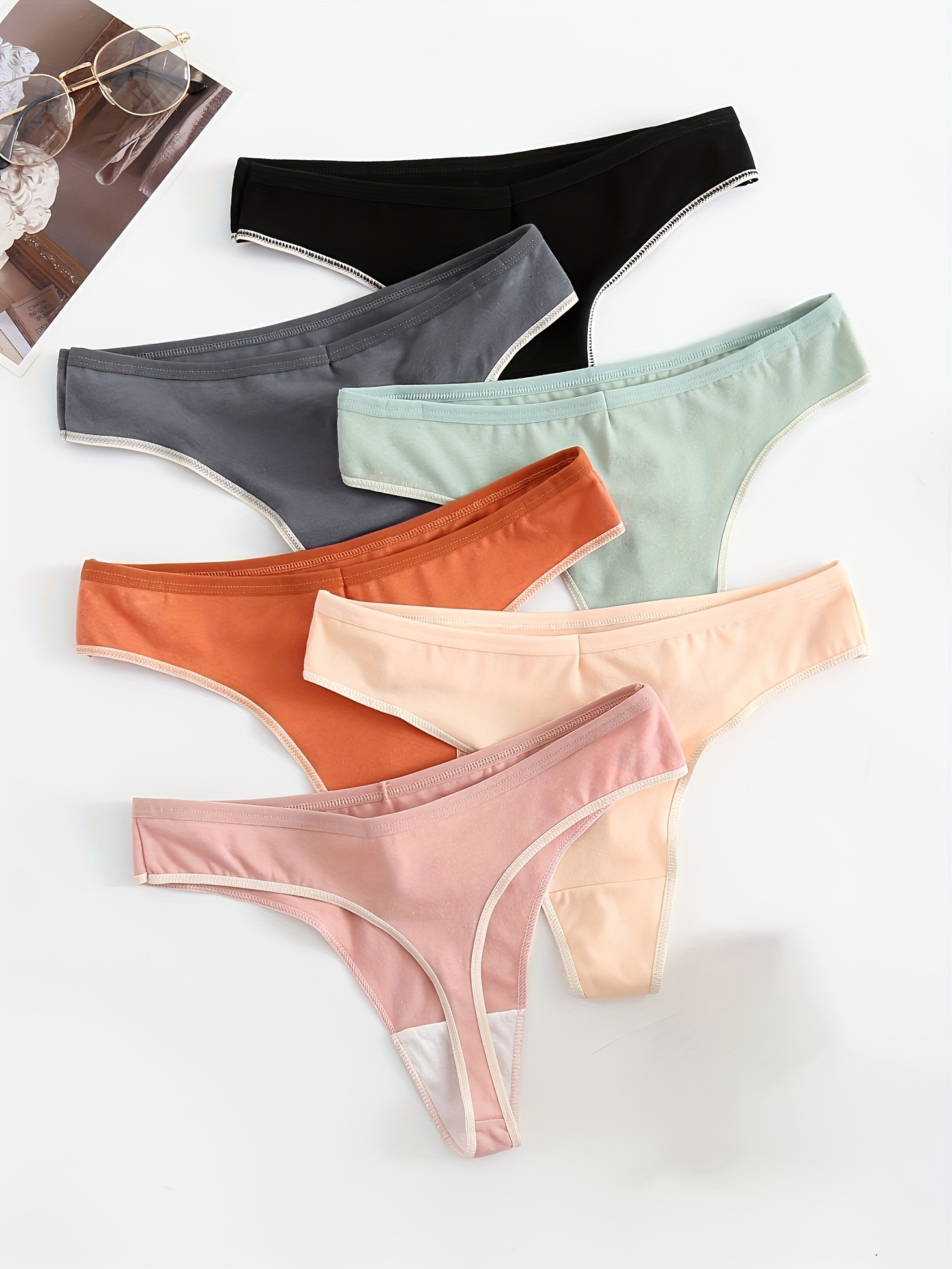 Women's Cotton Letter Panties, Sporty Seamless Low Waist Thongs