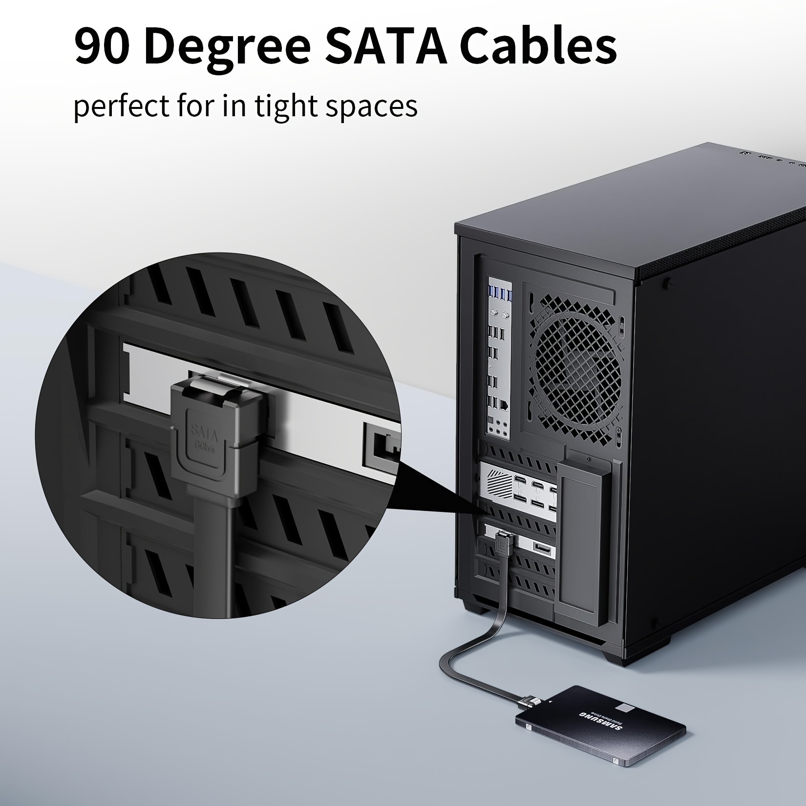 CABLE SATA 3 6.0 GB/S 40 CMS. CON ANGULO Y SEGURO METALICO - Complus