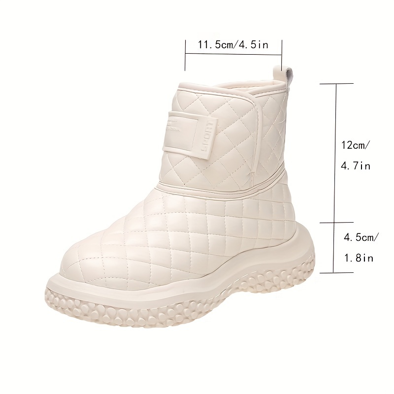 Womens Solid Color Platform Boots Quilted Pattern Slip On Thermal