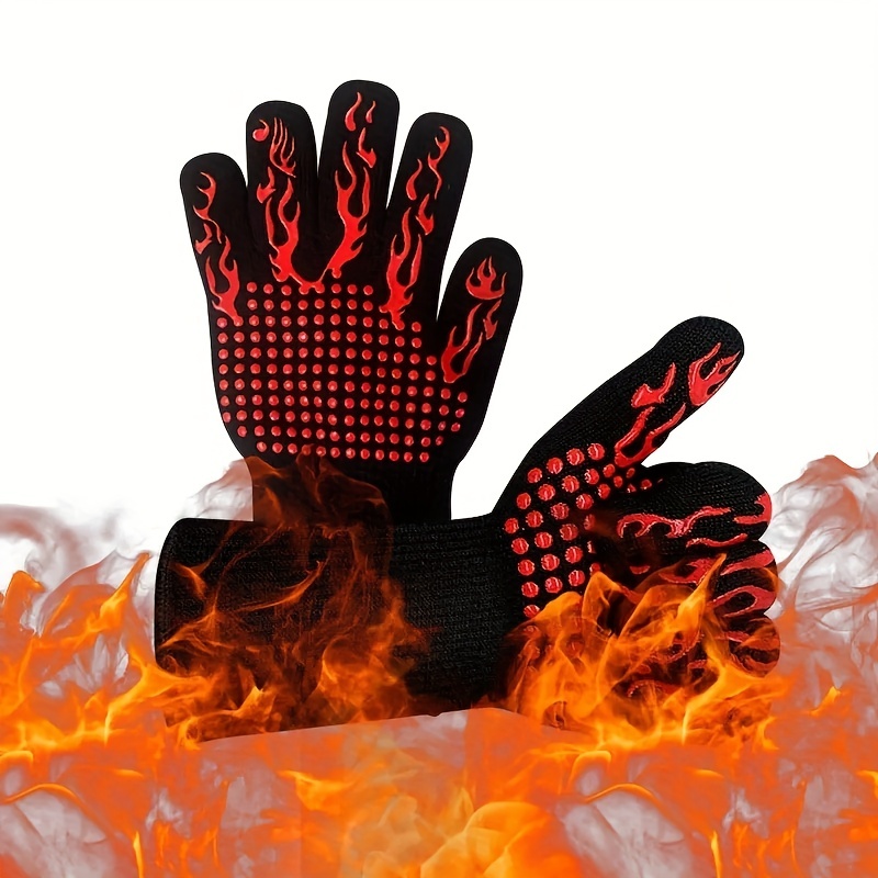 1 paire de gants de barbecue Gant résistant à la chaleur Universal Size  Grill - Gants de cuisine Résiste aux gants de four pour barbecue, grill,  cuisson, cheminée, soudure