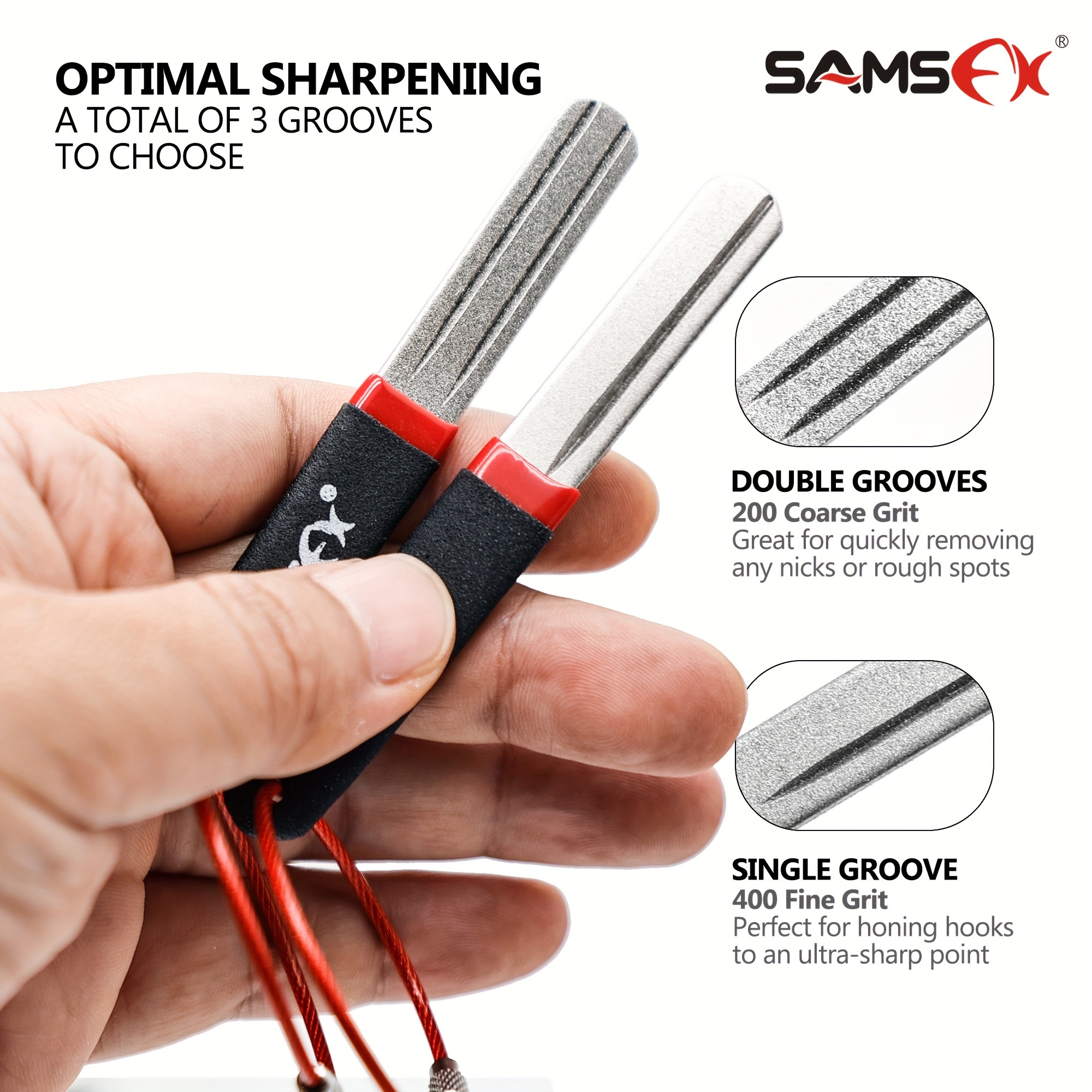 SAMSFX Fishing Hook Sharpener Hook Diamond File Portable Grinding