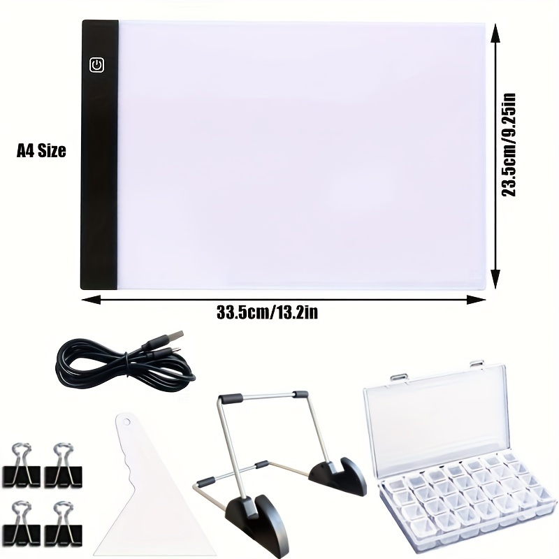ARTDOT A4 LED Light Board for Diamond Painting Kits, USB Powered Light Pad,  Adjustable Brightness with Detachable Stand and Clips