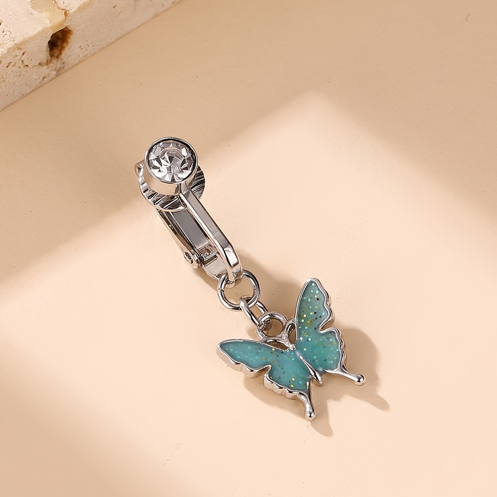 Clip Butterfly Faux Belly Piercing Fake Belly Ring Navel Rings