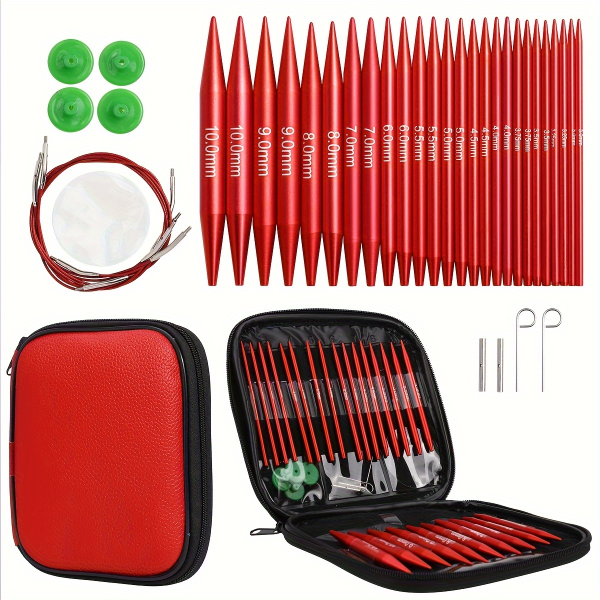 13 Pair Circular Knitting Needle Set 3.0~10.0mm, Aluminum Interchangeable  Knitting Needles with Accessories & Case,Valentines Day Gifts
