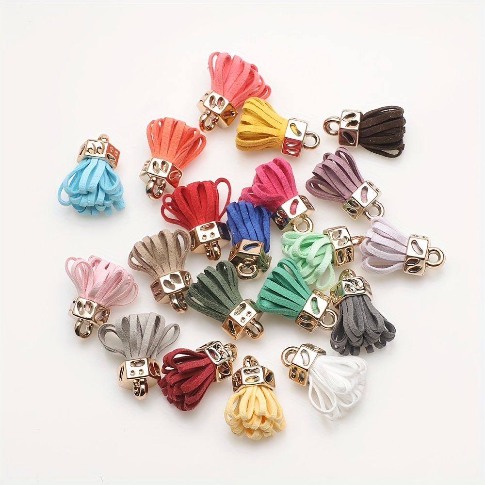 Keychain Making Findings Kit With Colorful Leather Tassels - Temu