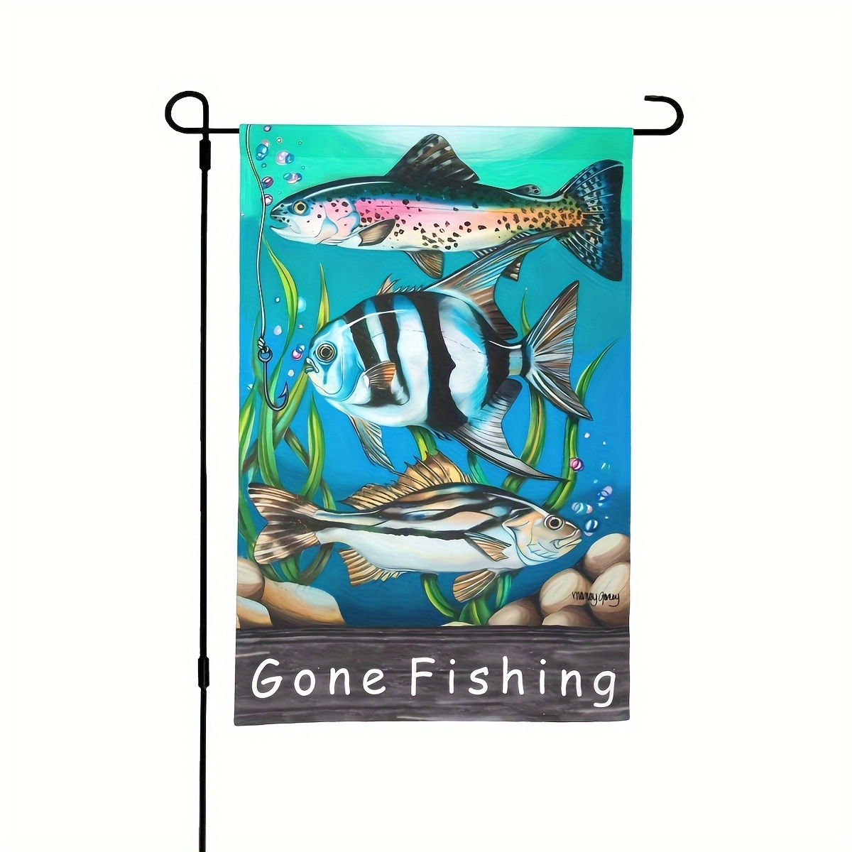 Gone Fishing Fish Flag Double Sided For Outdoor Fishing - Temu Germany