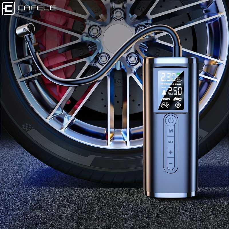 Rechargeable Cafele Wireless Portable Car Air Compressor Tire Inflator -  150PSI Auto Shut Off With Digital Pressure Gauge & LED Light