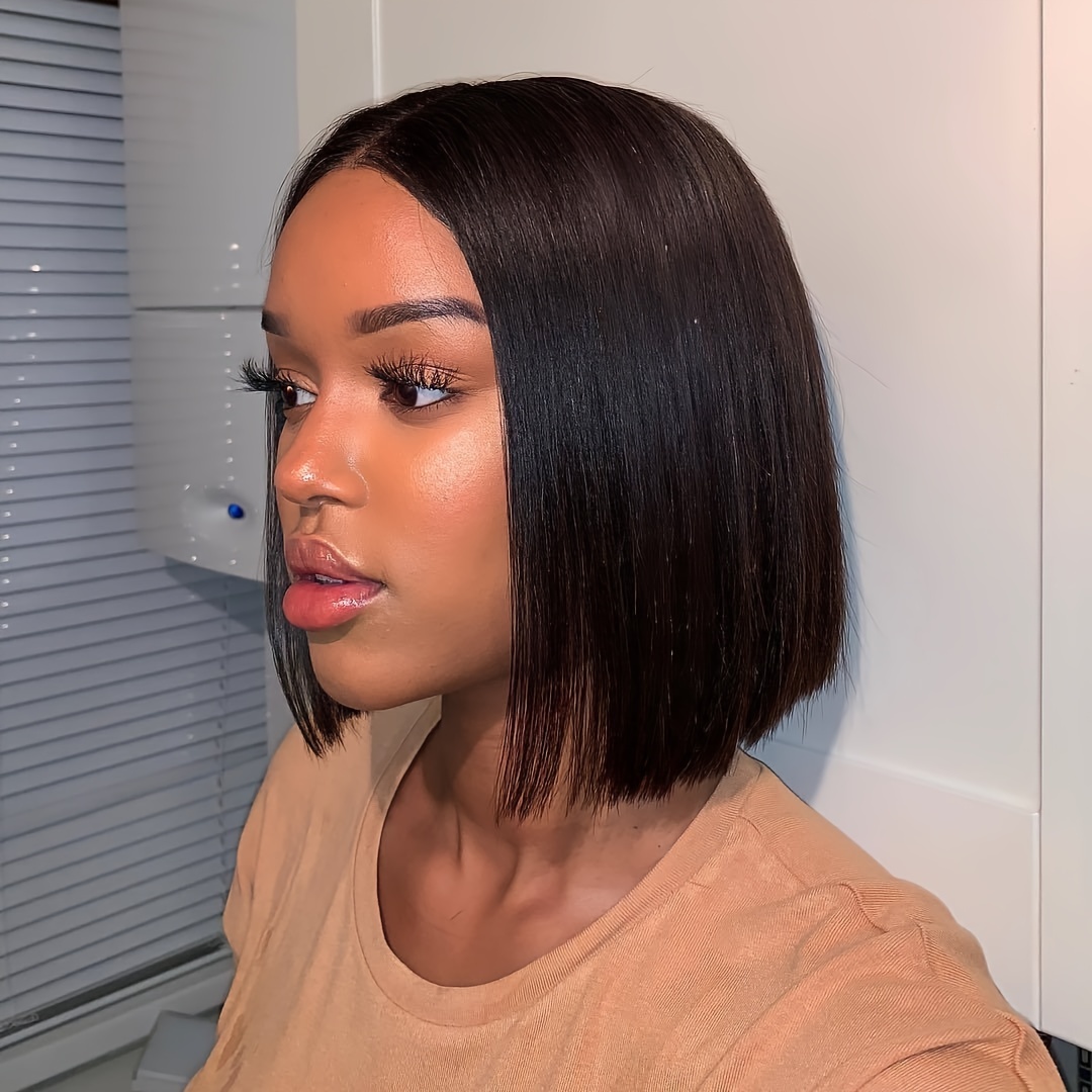 Straight 13x4 Lace Frontal Bob Wigs Human Hair Pre Plucked - Temu Canada
