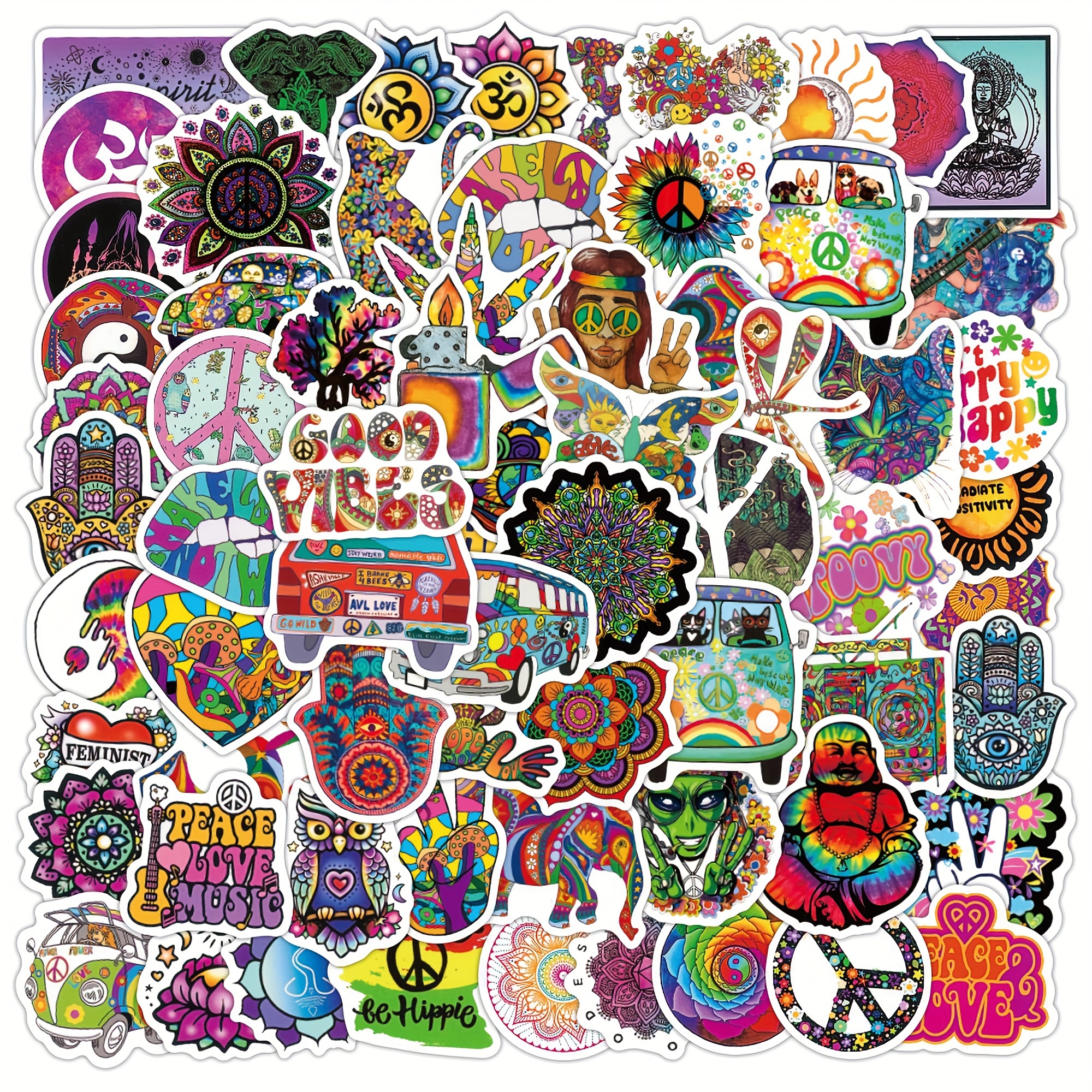 200 Pcs Trippy Stickers Psychedelic Stickers for Adults, Trippy Laser  Accessories Stickers, Hippie Sticker Packs for Adults,Laptop Hydro Flask  Water