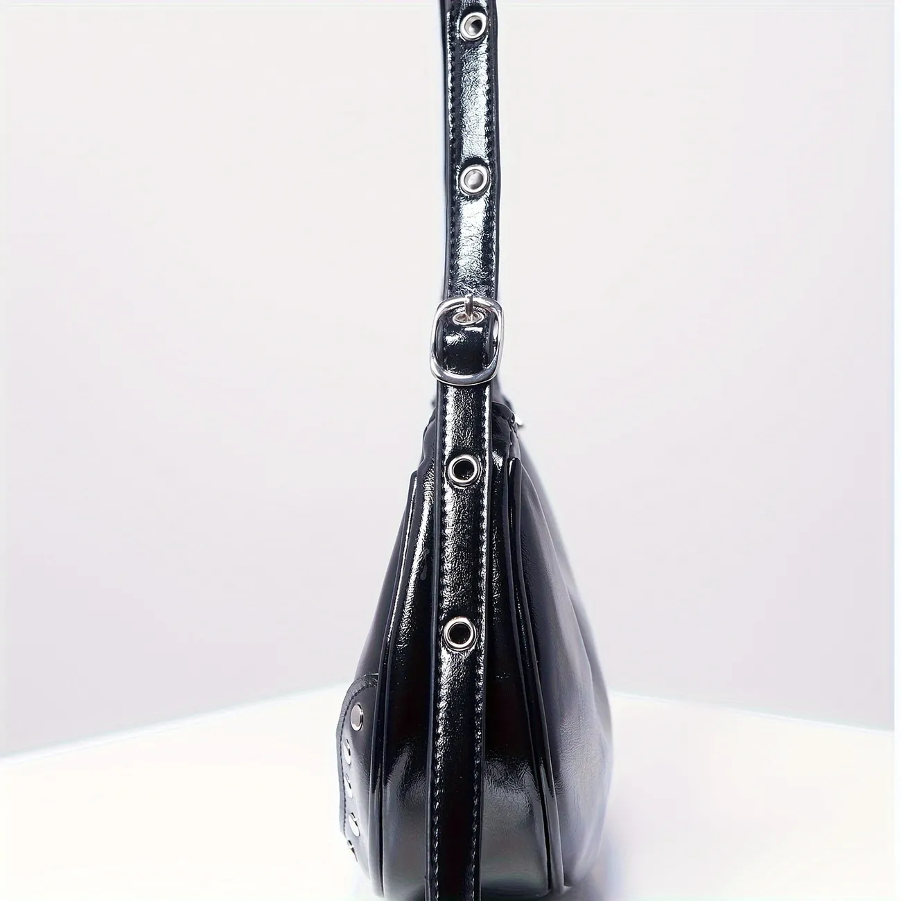 PU Hobo Bag Minimalist Zipper Black