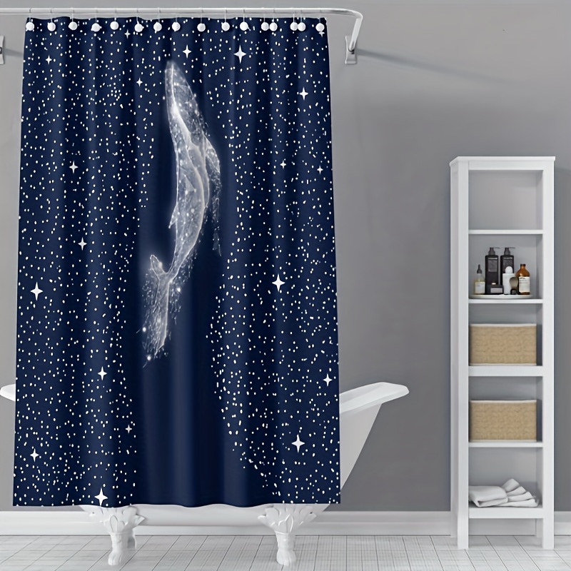 Starry Sky Whale Printed Shower Curtain Waterproof Shower - Temu