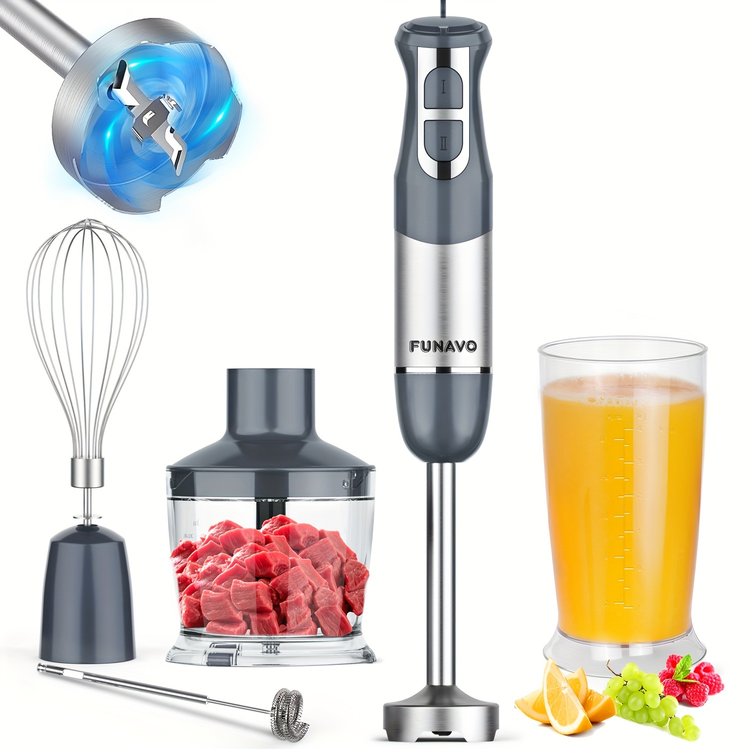 6 in 1 Immersion Handheld Blender, 304 Stainless Steel Hand Blender  Electric with Food Grade Silicone Removable Cover, Hand Blender, Immersion  Blender