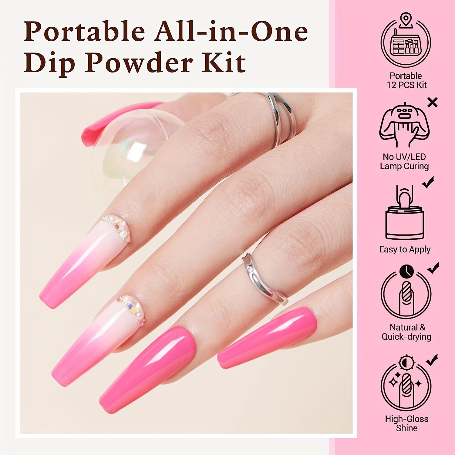 Dip Powder Nail Kit Starter Light/hot Clear White 4 - Temu
