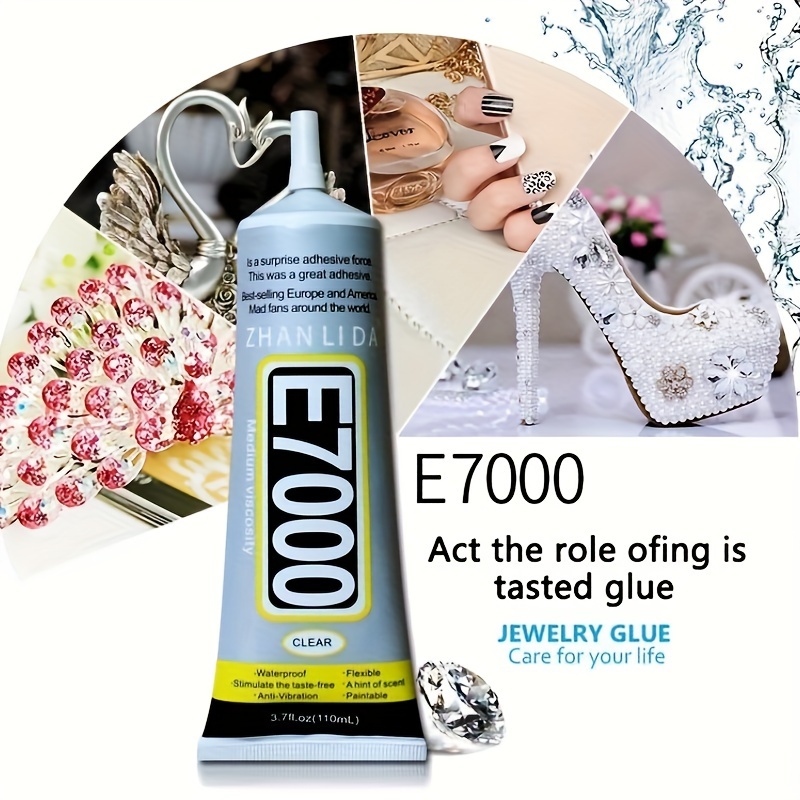1.69oz Clear E7000 Glue For Fabric Clothing DIY Diamond Crystal Jewelry  Leather Shoes With Precision Applicator Tip