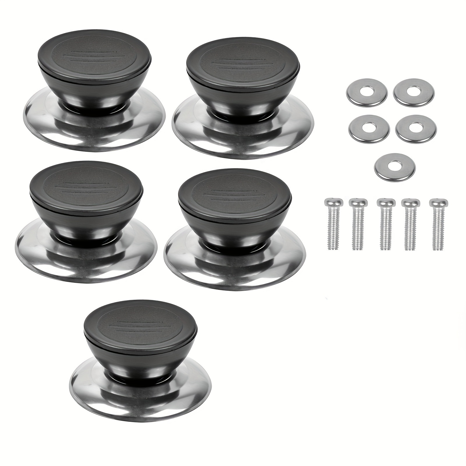 5pcs Universal Pot Lid Knobs Pot Lids Handle Heat-Resistant Cookware Black  Round Kitchen Replacement Handles With Screws And Nuts For Kitchen Pot Lid