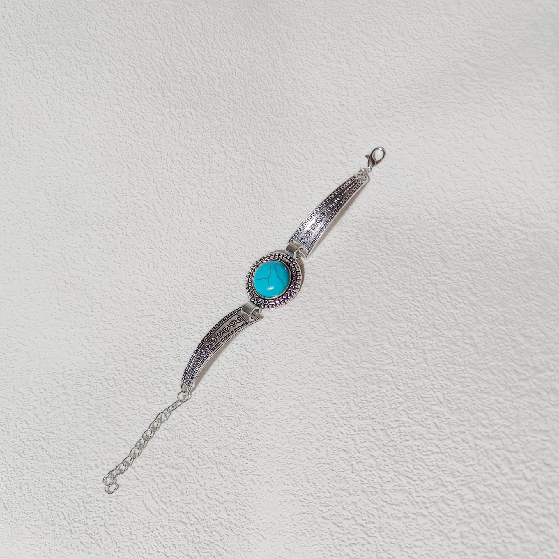 vintage style bangle bracelet inlaid round turquoise personality hand jewelry decor 2