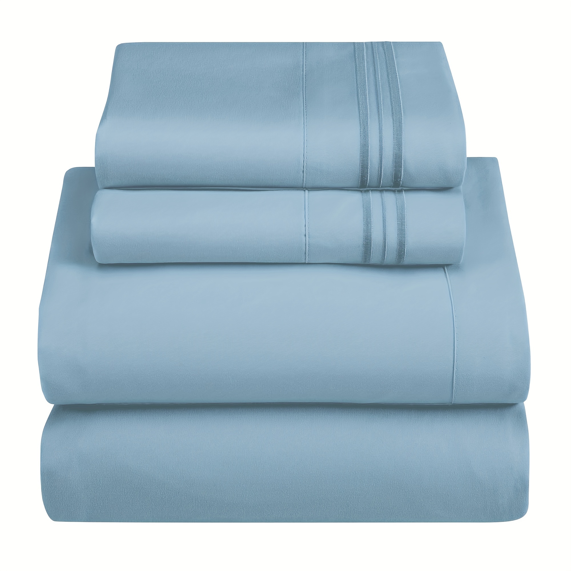 Ensemble de draps de lit 3 pièces/4 pièces drap de lit bleu - Temu