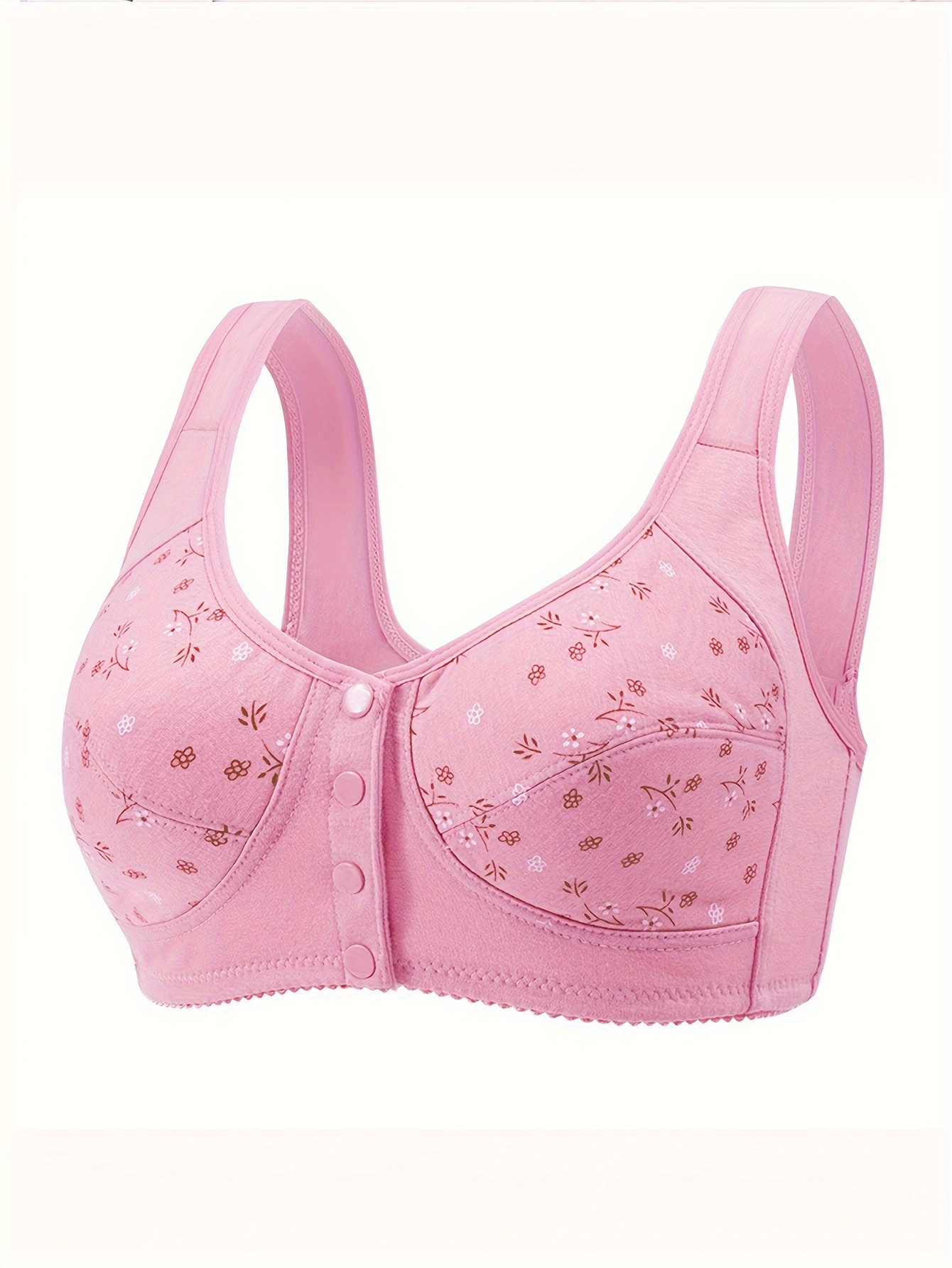 Solid Wireless Bras Breathable Front Buckle Push Double - Temu Canada