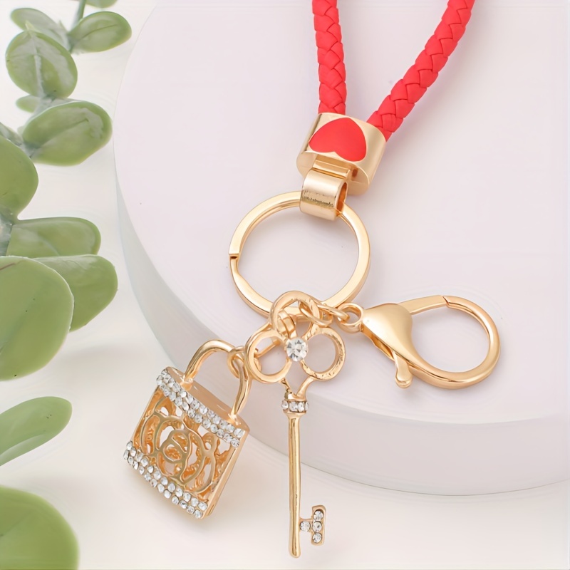 Lock Key Artificial Diamond studded Pendant Keychain With - Temu