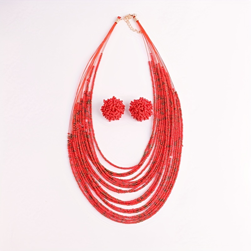 Bohemian Layer Rice Bead Necklace Set