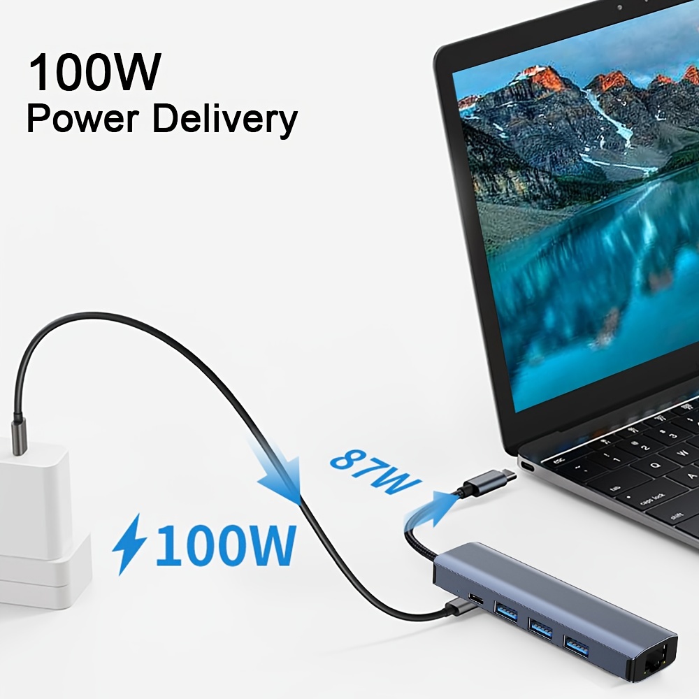 Hub Usb C 5 En 1, Station Daccueil Dextension Usb Multi-ports, Comprenant 3  Ports Usb3.