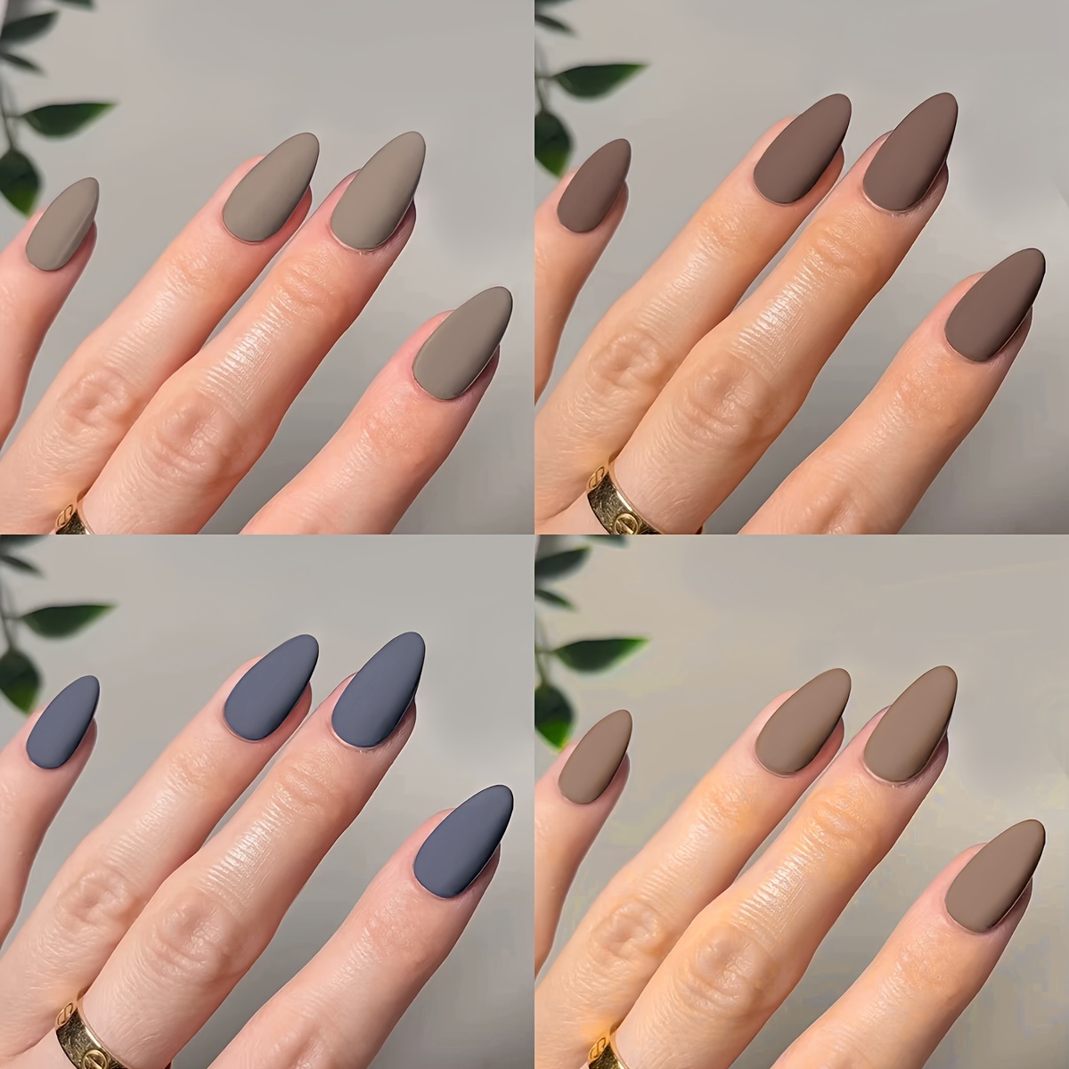 24pcs matte short almond fake nails autumn and winter color series fake nails brown fake nails daily wearing false nails for women girls 8 colors optional details 3