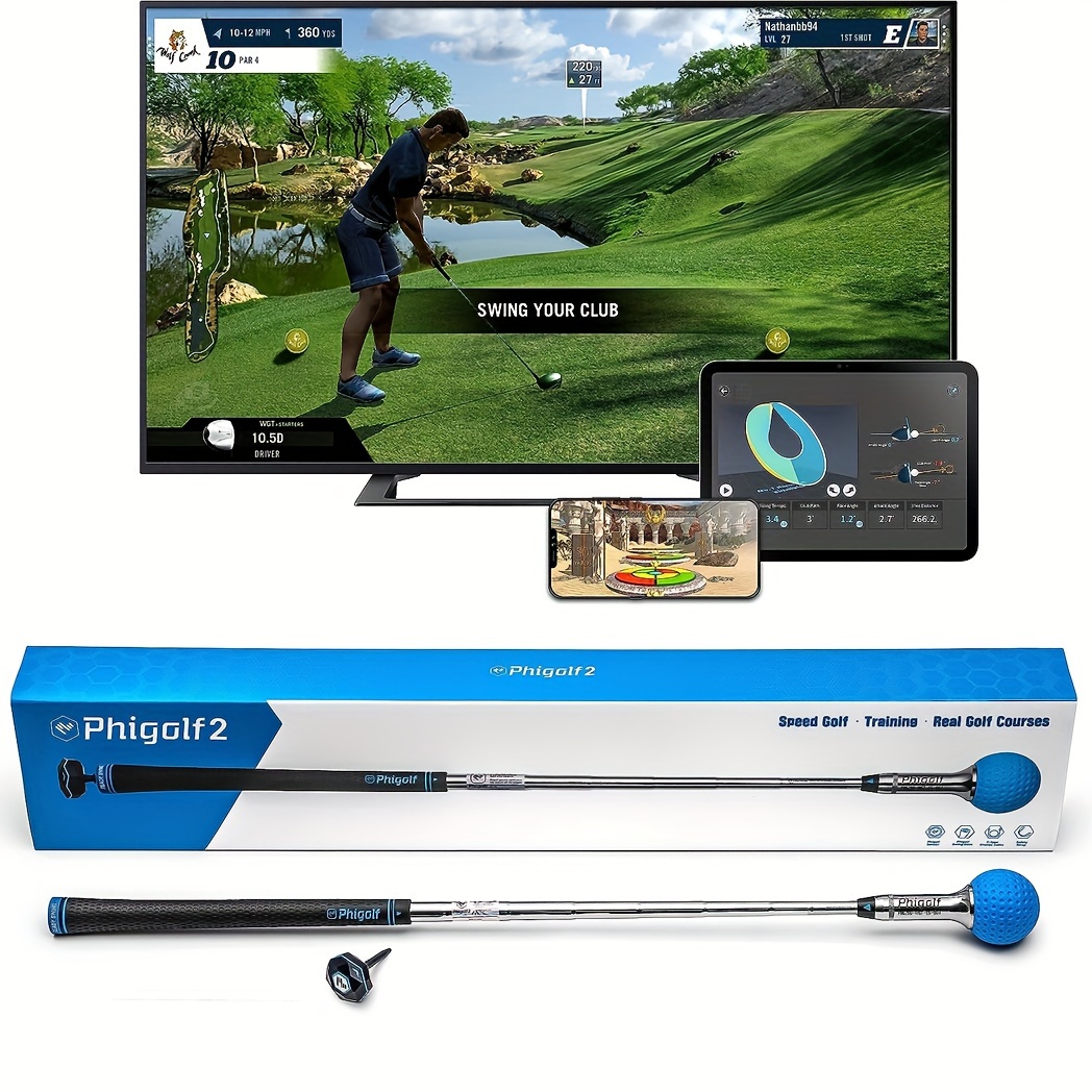 1pc Indoor And Outdoor Swing Golf Simulator, With Upgraded Motion Sensor  And 3D Swing Analysis, Works With Smart Devices