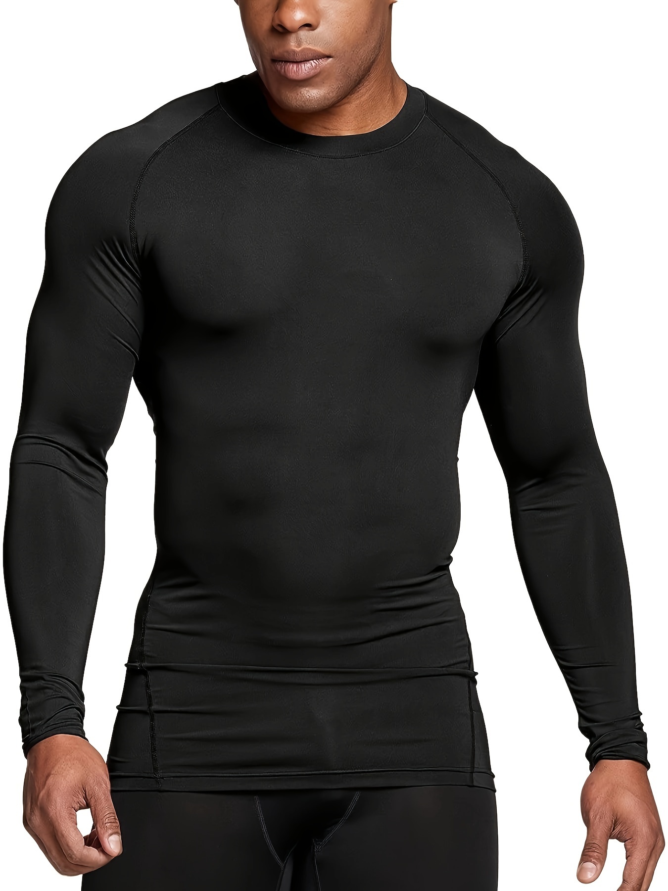Men's Compression T shirt Long Sleeve High Stretch Crew Neck - Temu