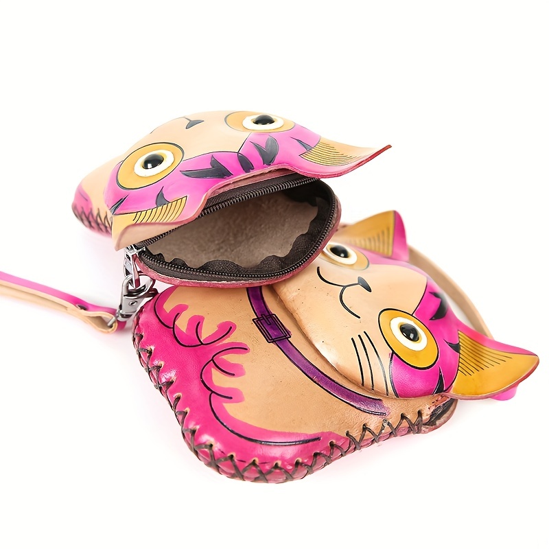 Mini Cute Cat Coin Purse Kawaii Genuine Leather Clutch Temu