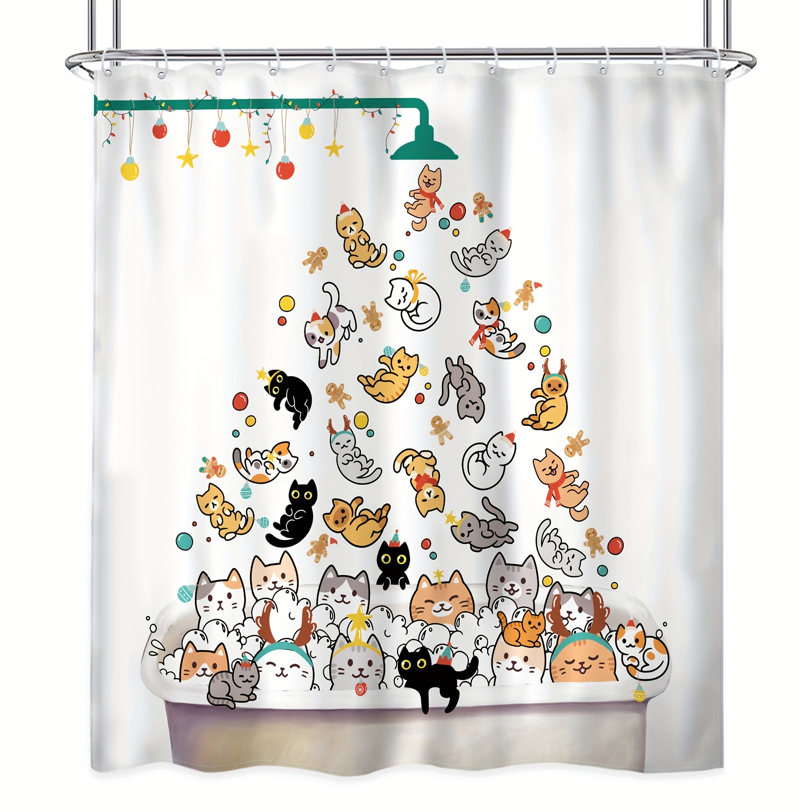 Bathroom Rugs Shower Curtain Cute Diving Cat Pattern - Temu