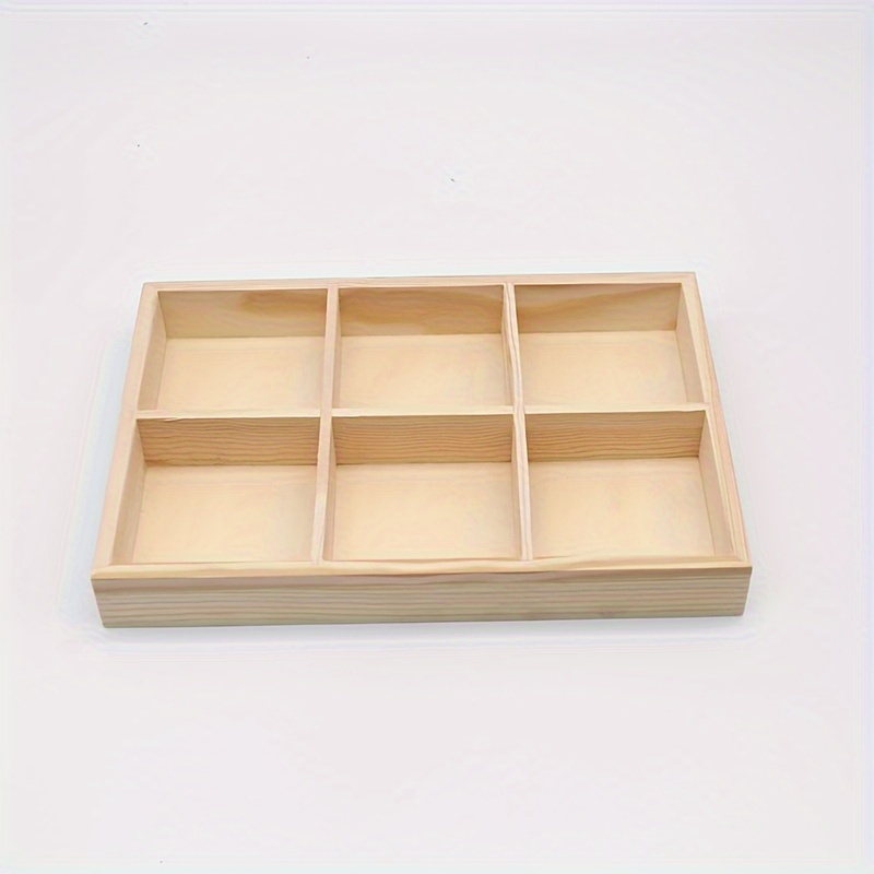 Wooden Storage Box With 6 Compartments Art Crayon Storage - Temu
