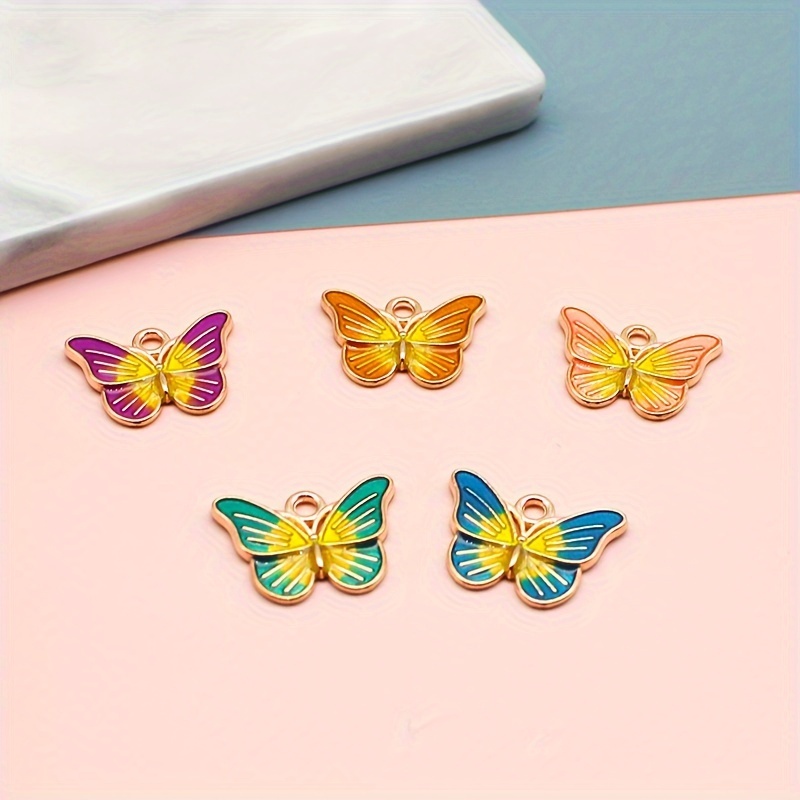 10pcs Gradient Color Butterfly Alloy Charms Bunte Ohrringe - Temu