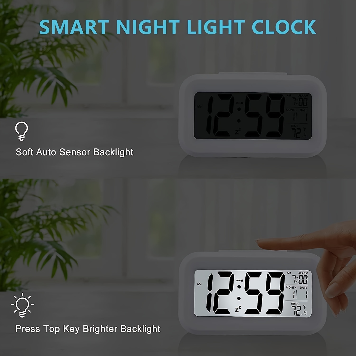 Reloj Despertador Inteligente Digital LCD Con Pilas De 1 - Temu