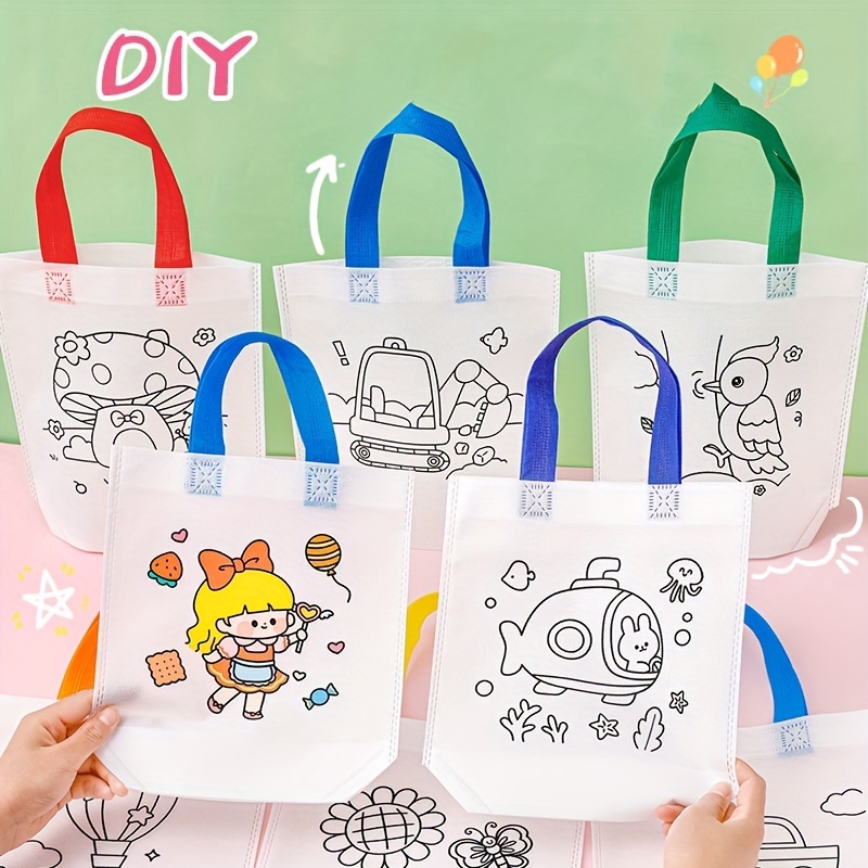 Creative Non-woven Graffiti Bag, Diy Painting Tote Bag, Lightweight Handbag,  Children's Day Gift - Temu
