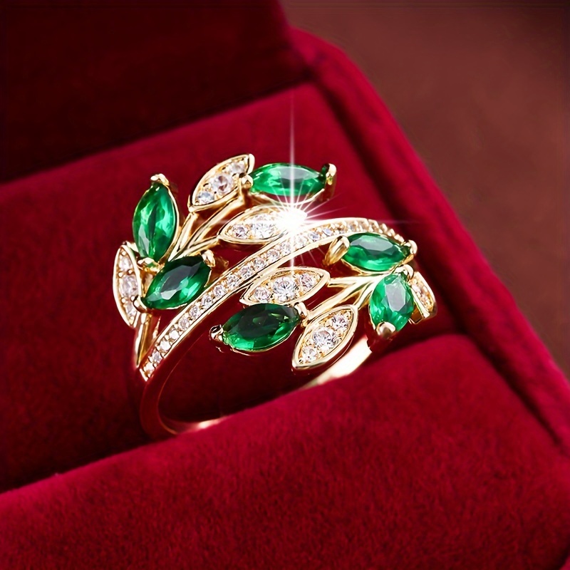 Women's Elegant Olive Branch & Leaf Ring, K Plated