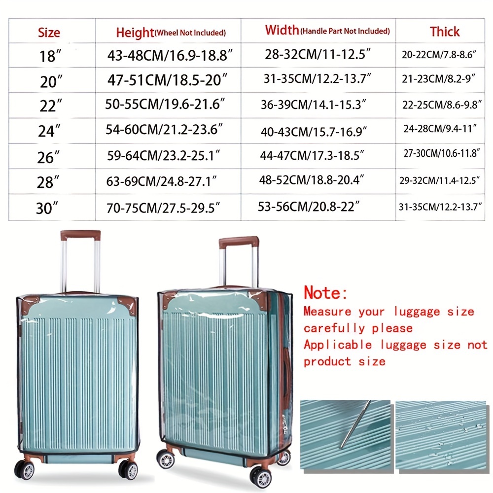 Clear Transparent PVC Plastic Luggage Cover Suitcase Protector Covers 18-30  inch