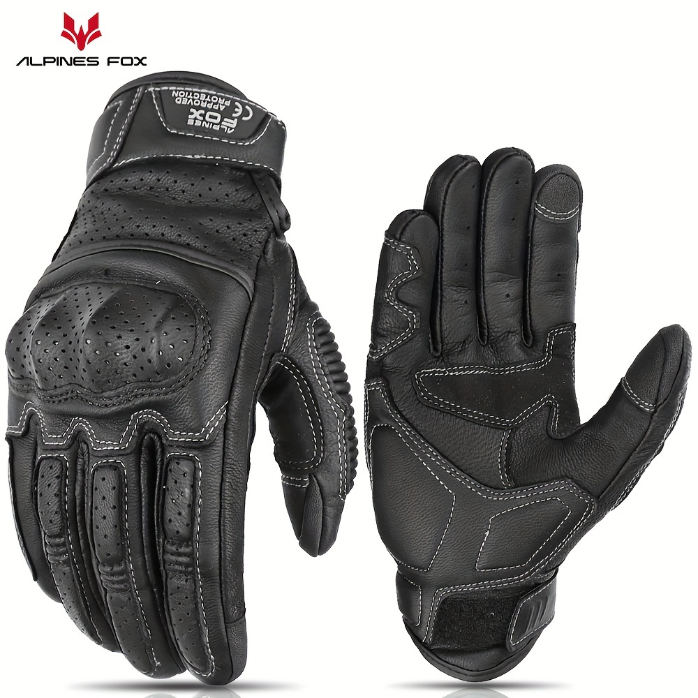 Retro Genuine Leather Motorcycle Gloves Vintage Perforated Breathable Mesh  Scooter Luvas Moto Motocross Riding Gear